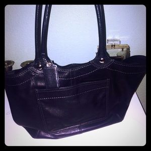 Black leather coach purse
