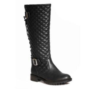 Quilted Lace-Up Riding Boots