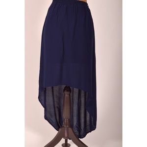 Navy High Low Skirt