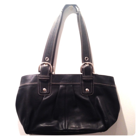Coach black leather handbag