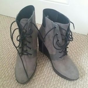 Zara Grey Wedge Booties