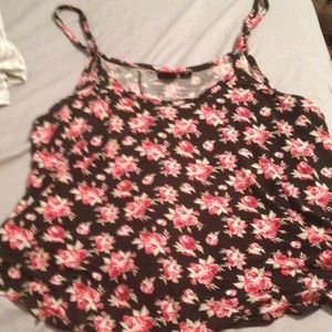 Rose-patterned flowy tank top