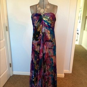Multicolor Nicole Miller formal long chiffon gown