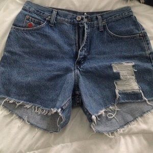 High Waisted Distressed Jean Shorts