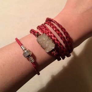 Pandora leather braided bracelet & anthro lot