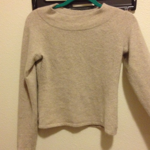 Ivory dark brown mix color Angora sweater - Picture 3 of 4