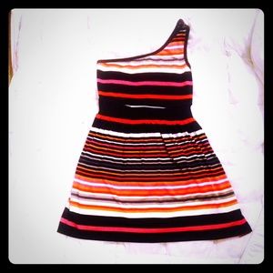 BEBOP ONE SHOULDER STRIPED DRESS