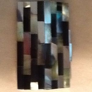 Rafe fancy black and white shell and metal clutch