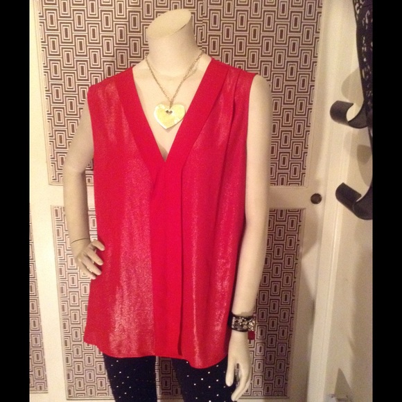 Shinny Red Blouse NWOT