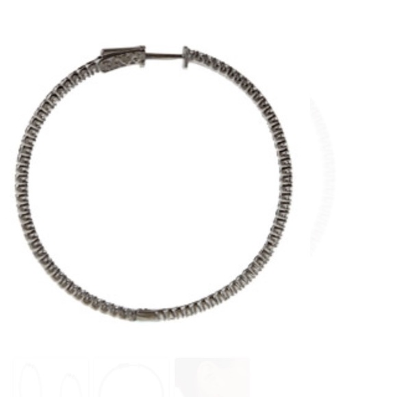 Sterling silver with black rhodium CZ hoops - Picture 2 of 4