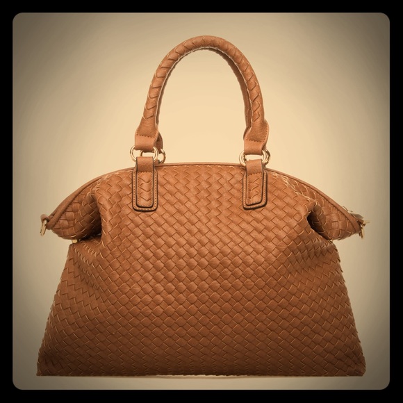 Woven vegan leather handbag