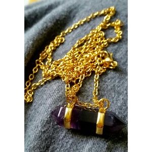 AMETHYST CRYSTAL HIPPIE BOHO PENDANT NECKLACE