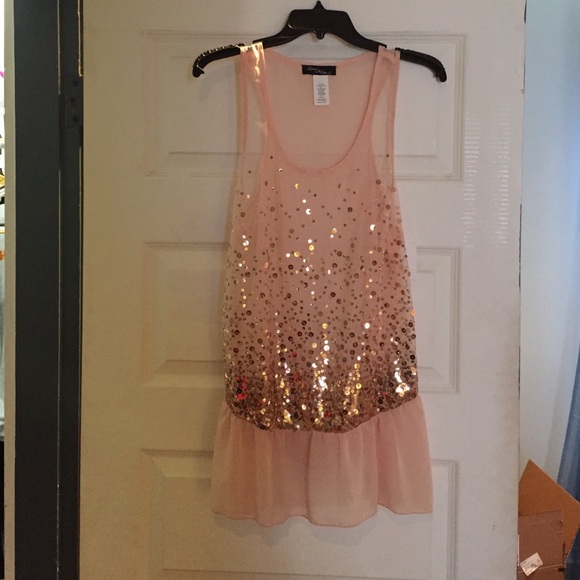 Pink and Gold Sequin Top