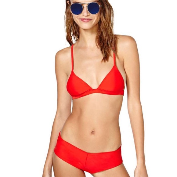 Nasty Gal Kauai bikini top in red