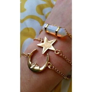 MOON AND STAR HIPPIE BOHO GOLD FRIENDSHIP BRACELET