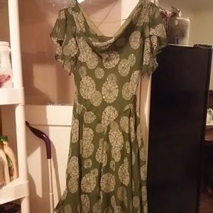 GORGEOUS olive dress with ruffles