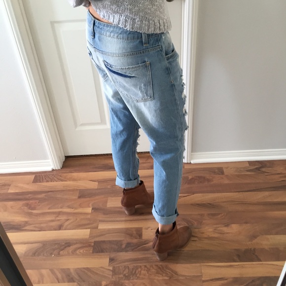 Sold • Distressed Denim Boyfriend Jeans - Picture 3 of 4