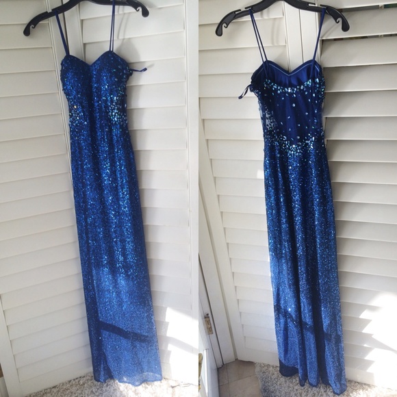 Dark blue sequin Dress w/ sheer back