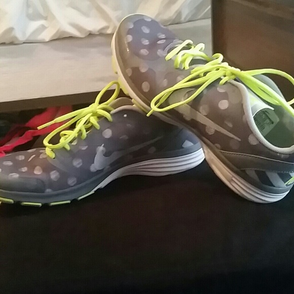 Dual fushion lime green and gray nikes
