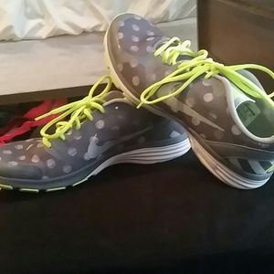 Dual fushion lime green and gray nikes