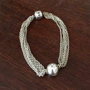 Sterling Silver Pandora Bracelet with sphere charm