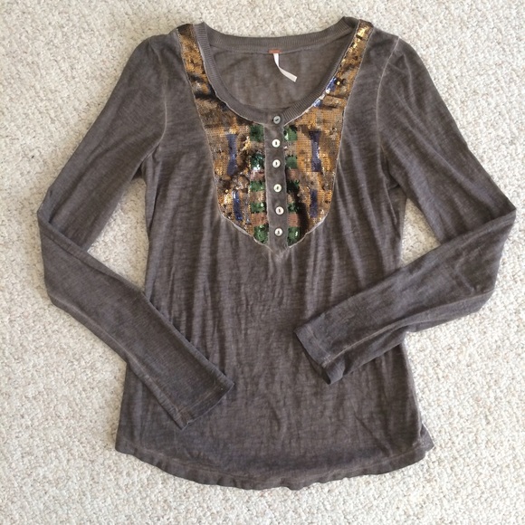 Free people sequin long sleeve