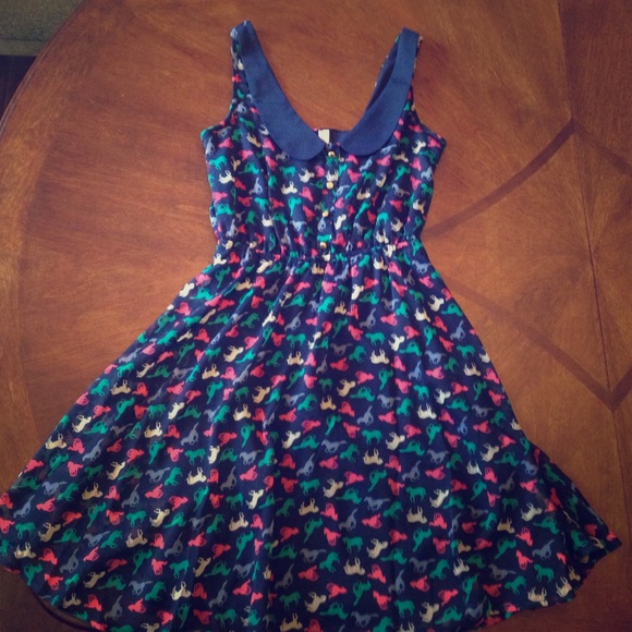 Xhilaration Horse Print Dress with gold buttons - Picture 1 of 4