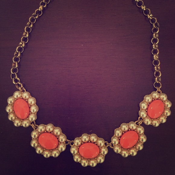Coral and pearl gold statement necklace