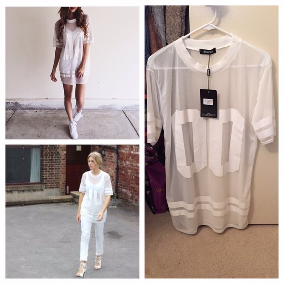 Missguided White oversized mesh Jersey