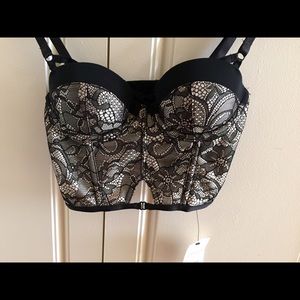TOPSHOP Black Lace Cropped Corset Top