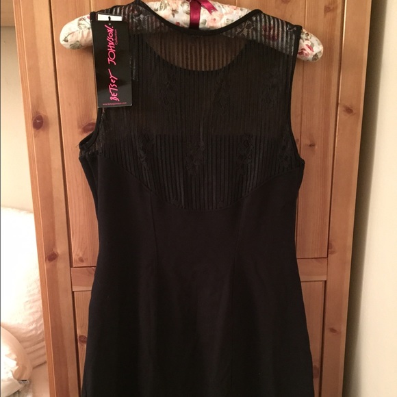 NWT Betsey Johnson Black Dress with Lace Detail - Picture 3 of 4