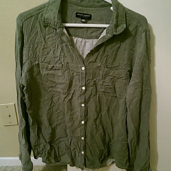 Button-up, green shirt