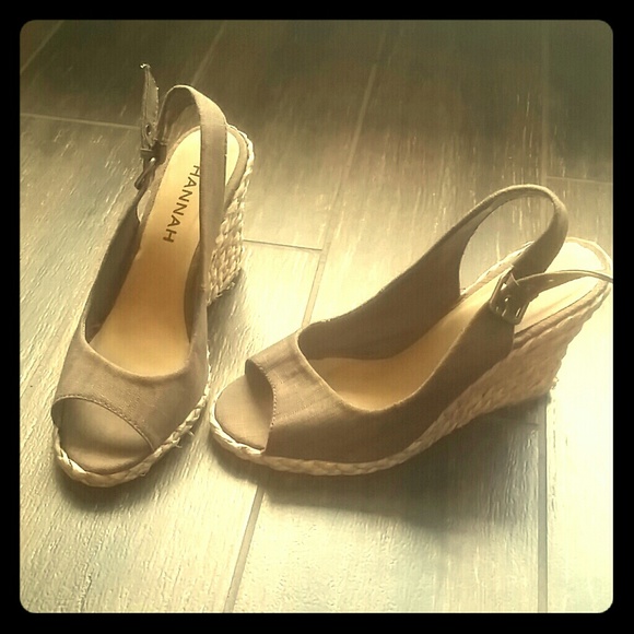 Brown peep toe wedges Size 6.5