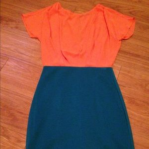Peach and turquoise dress