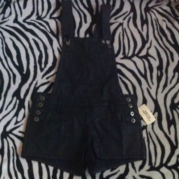 Black leather overalls