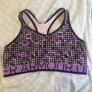 Purple polka dot sports bra