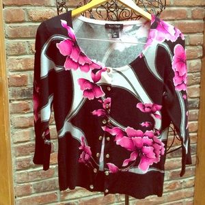 Black, white, and pink cardigan