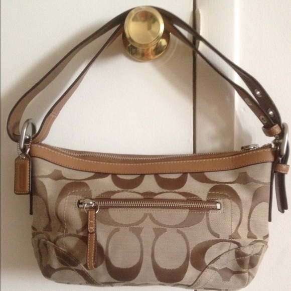 Coach Handbags - Like New-Coach Khaki w/Tan Leather Trim Handbag