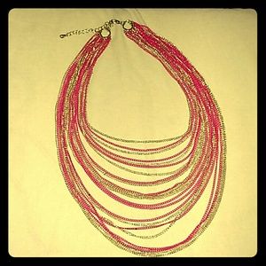 Pink and gold chain Link necklace