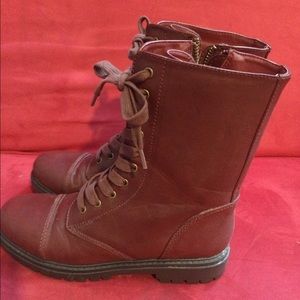maroon combat boots