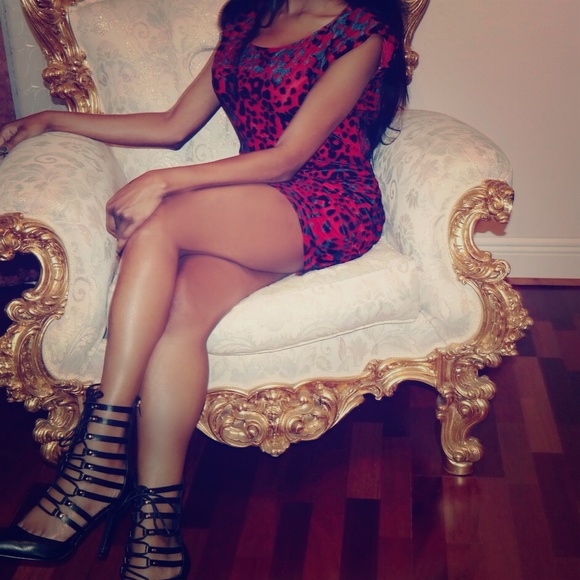 Red leopard dress