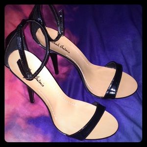 New Patent Leather Black Ankle Strap Sandals