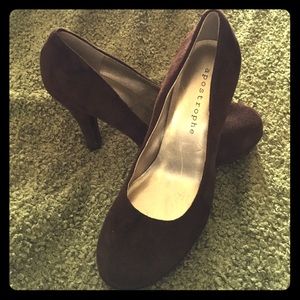 Chocolate faux suede pumps