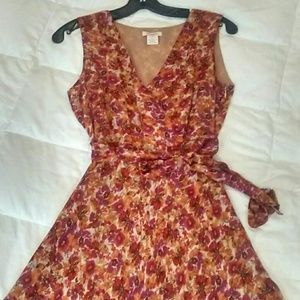 Gorgeous Silk Fuchsia Orange Floral Dress