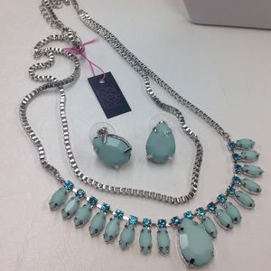Mint Opaque Crystal Necklace &Earrings-Boutique