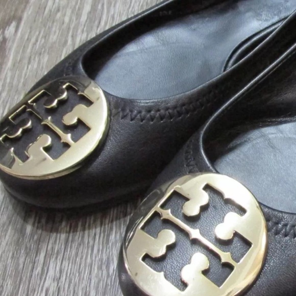 ❤️Host Pick Tory Burch Reva Ballet Flats Gold Logo