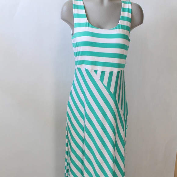 NWT Jade and Cream Striped Maxi Dress
