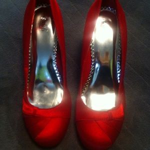 Red Satin Heels