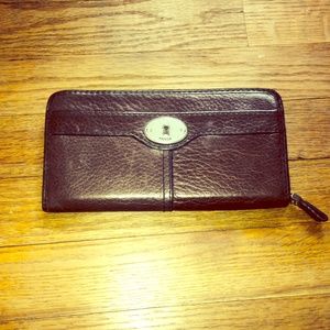 Fossil brown leather wallet!