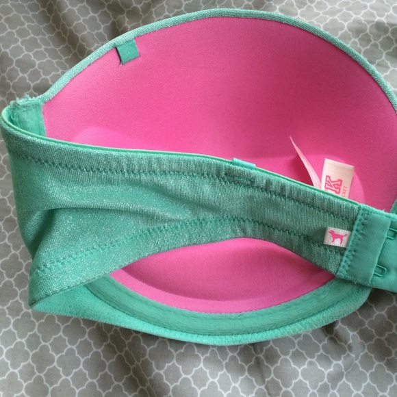36D strapless green/pink PINK by Victoria Secret - Picture 2 of 4